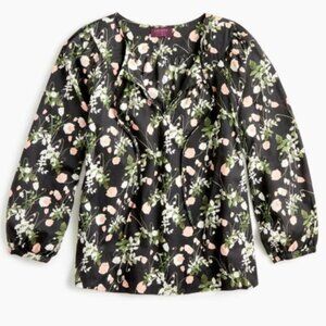 J.Crew x Liberty S Blouse Poppy Dream Print Black Pink Green